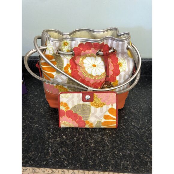 Spartina 449 Daufuskie Island Floral Shoulder Bag Leather Linen and Wallet - Picture 1 of 14